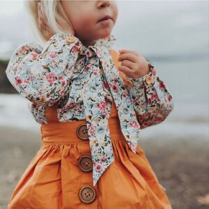 Lacey Lane size 5 Parker little girls bow collar floral long sleeve vintage styl